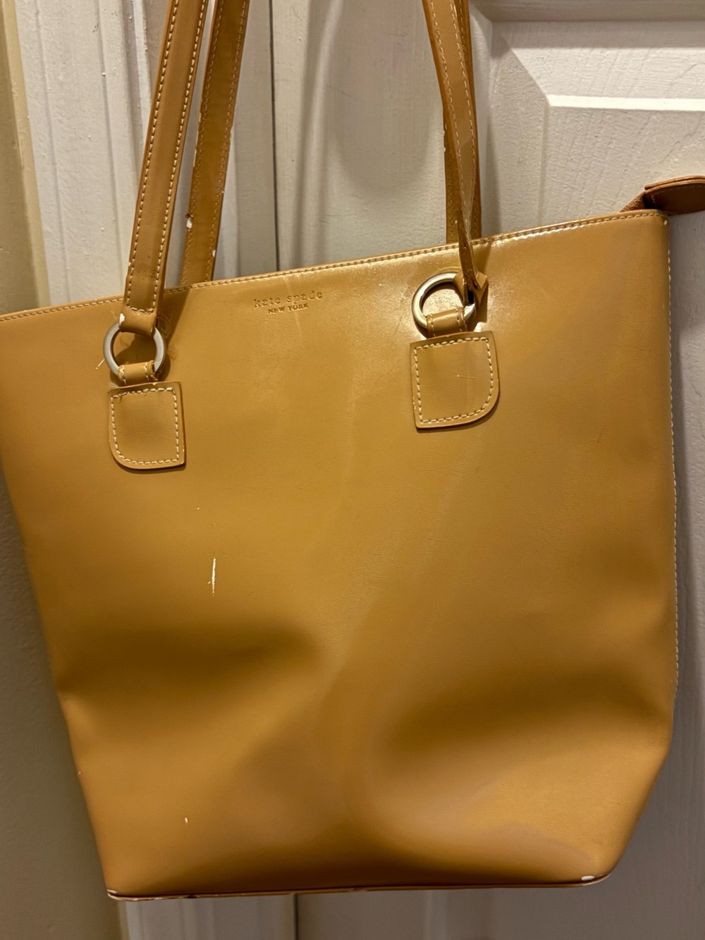 kate spade mustard yellow leather tote